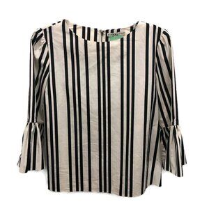 Alice and Olivia Ivory & Black Striped Blouse